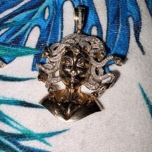 Gold and Silver Medusa Pendant